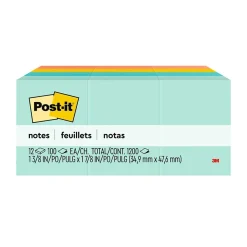 Discount Notes, 1 3/8" x 1 7/8", Collection, 100 Sheet/Pad, 12 Pads/Pack (653AST) Post-It Notes