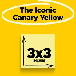 Sale Notes, 3" x 3", Canary Collection, 100 Sheet/Pad, 12 Pads/Pack (654-12YW) Post-It Notes