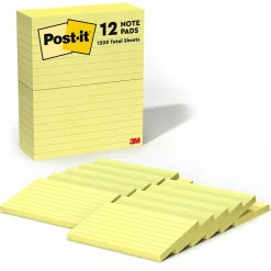Best Notes, 3" x 5", Canary Collection, Lined, 100 Sheet/Pad, 12 Pads/Pack (635YW) Sticky Notes