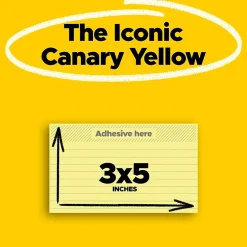 Best Notes, 3" x 5", Canary Collection, Lined, 100 Sheet/Pad, 12 Pads/Pack (635YW) Sticky Notes