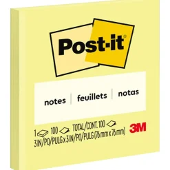 Best Notes, 3" x 3", Canary Collection, 100 Sheet/Pad (654 YW) Post-It Notes