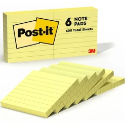 Outlet Notes, 3" x 3", Canary Collection, Lined, 100 Sheet/Pad, 6 Pads/Pack (630-6PK) Sticky Notes