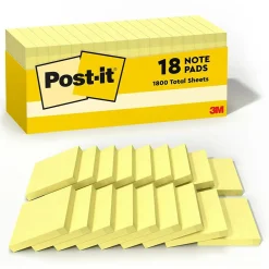 Online Notes, 3" x 3", Canary Collection, 90 Sheet/Pad, 18 Pads/Pack (654-18CP) Post-It Notes