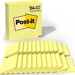 Discount Notes, 3" x 3", Canary Collection, 100 Sheet/Pad, 24 Pads/Pack (654-24VAD-B) Post-It Notes