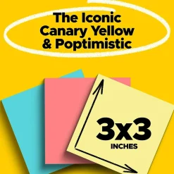 Sale Notes, 3" x 3", Canary Collection, 100 Sheet/Pad, 18 Pads/Pack (654144B) Post-It Notes