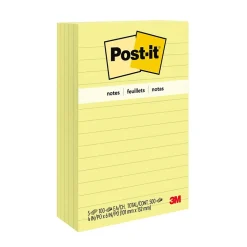 Online Notes, 4" x 6", Canary Collection, Lined, 100 Sheet/Pad, 5 Pads/Pack (6605PK) Post-It Notes