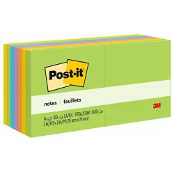 New Notes, 3" x 3", Collection, 100 Sheet/Pad, 14 Pads/Pack (65414AU) Post-It Notes