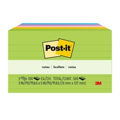 Outlet Notes, 3" x 5", Collection, Lined, 100 Sheet/Pad, 5 Pads/Pack (635-5AU) Post-It Notes