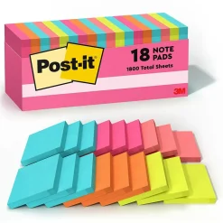 Online Notes, 3" x 3", Collection, 100 Sheet/Pad, 18 Pads/Pack (65418CTCP) Post-It Notes