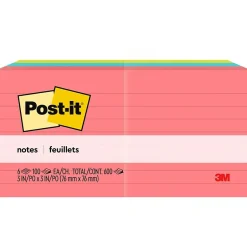 Outlet Notes, 3" x 3", Collection, Lined, 100 Sheet/Pad, 6 Pads/Pack (6306AN) Post-It Notes