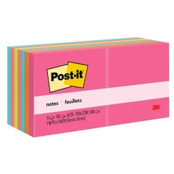 Notes, 3" x 3", Collection, 100 Sheet/Pad, 14 Pads/Pack (65414AN) Post-It Notes