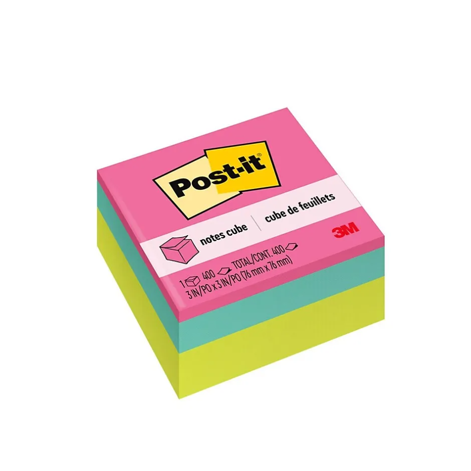 Discount Notes Cube, 3" x 3", Assorted Brights, 400 Sheets/Cube (2027-BRT) Post-It Notes