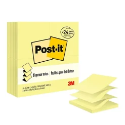 New Pop-up Notes, 3" x 3", Canary Collection, 100 Sheet/Pad, 24 Pads/Pack (R33024VAD) Post-It Notes