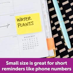 Discount Recycled Notes, 1 3/8" x 1 7/8", Canary Collection, 100 Sheet/Pad, 12 Pads/Pack (653RPYW) Post-It Notes