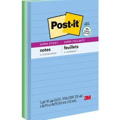 Online Recycled Super Sticky Notes, 4" x 6", Oasis Collection, Lined, 90 Sheet/Pad, 3 Pads/Pack (6603SST) Post-It Notes
