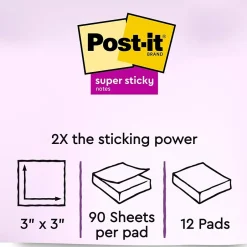 Online Recycled Super Sticky Notes, 3" x 3", Oasis Collection, 90 Sheet/Pad, 12 Pads/Pack (65412SST) Post-It Notes