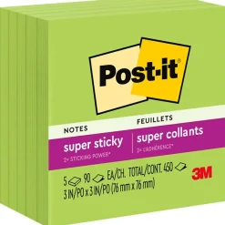 Hot Super Sticky Notes, 3" x 3", Marrakesh Collection, 90 Sheet/Pad, 5 Pads/Pack (654-5SSLE) Post-It Notes
