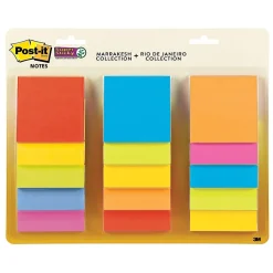 Clearance Super Sticky Notes, 3" x 3", Assorted Collection, 45 Sheet/Pad, 15 Pads/Pack (654-15SSMULTI) Post-It Notes