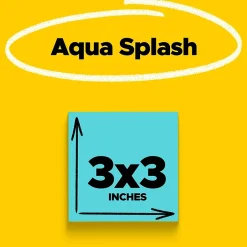 Clearance Super Sticky Notes, 3" x 3", Aqua Wave, 90 Sheet/Pad, 5 Pads/Pack (654-5AW) Post-It Notes