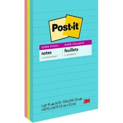 Online Super Sticky Notes, 4" x 6", Supernova Neons Collection, Lined, 90 Sheet/Pad, 3 Pads/Pack (660-3SSMIA) Post-It Notes