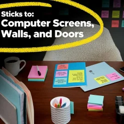 Super Sticky Notes, Supernova Neons Collection, 45 Sheet/Pad, 15 Pads/Pack (4423-15SSMIA) Sticky Notes