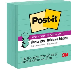 Outlet Super Sticky Notes, 4" x 4", Assorted Collection, Lined, 90 Sheet/Pad, 5 Pads/Pack (R440WASS) Post-It Notes