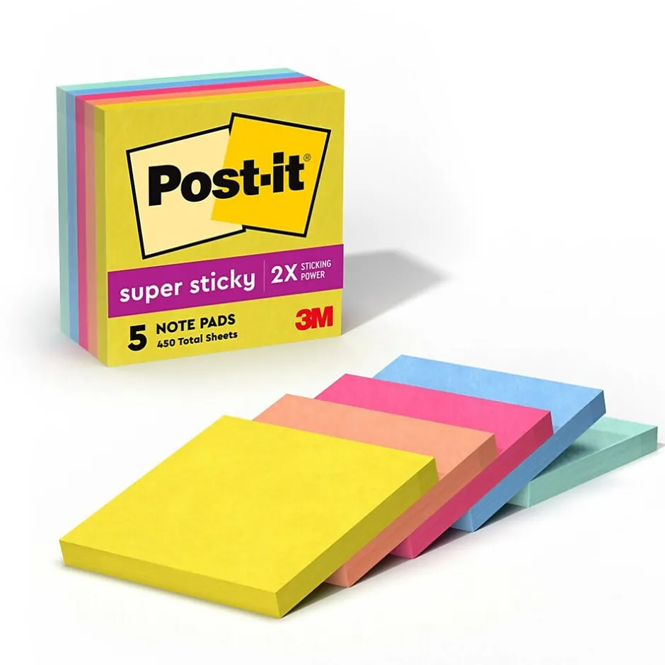Outlet Super Sticky Notes, 3" x 3", Collection, 90 Sheet/Pad, 5 Pads/Pack (654-5SSJOY) Post-It Notes
