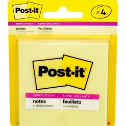 Best Super Sticky Notes, 3" x 3", Canary Yellow, 4 Pads/Pack, 45 Sheets/Pad (3321-4SSCY) Post-It Notes