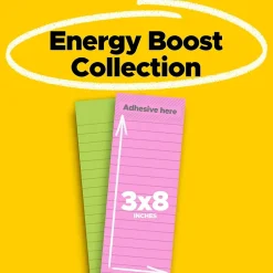 Best Super Sticky Notes, 3" x 8", Energy Boost Collection, 45 Sheets/Pad, 2 Pads/Pack (3845-2SS) Post-It Notes
