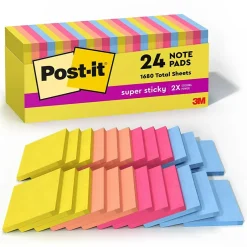 Outlet Super Sticky Notes, 3" x 3", Collection, 70 Sheet/Pad, 24 Pads/Pack (654-24SSJOY-CP) Post-It Notes