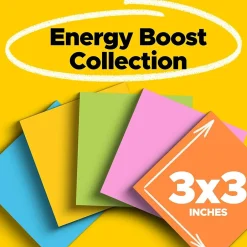 Best Super Sticky Notes, 3" x 3", Energy Boost Collection, 45 Sheet/Pad, 5 Pads/Pack (3321-5SSAU) Post-It Notes