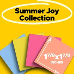 Discount Super Sticky Notes, 1 7/8" x 1 7/8", Summer Joy Collection, 90 Sheet/Pad, 8 Pads/Pack (622-8SSJOY) Sticky Notes