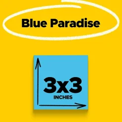 New Super Sticky Notes, 3" x 3", Blue Paradise, 90 Sheet/Pad, 5 Pads/Pack (654-5SSBE) Post-It Notes