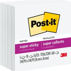 Clearance Super Sticky Notes, 3" x 3", , 90 Sheet/Pad, 5 Pads/Pack (654-5SSW) Post-It Notes
