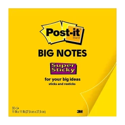 Sale Super Sticky Notes, Big Note, Bright Yellow, 30 Sheet/Pad (MMMBN11) Post-It Notes