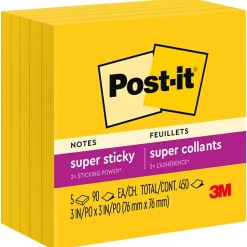 Online Super Sticky Notes, 3" x 3", , 90 Sheet/Pad, 5 Pads/Pack (6545SSY) Post-It Notes