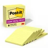 Hot Super Sticky Notes, 4" x 4", Canary Collection, Lined, 90 Sheet/Pad, 6 Pads/Pack (675-6SSCY) Post-It Notes