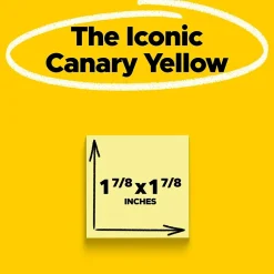 Best Super Sticky Notes, 1 7/8" x 1 7/8", Canary Collection, 90 Sheet/Pad, 10 Pads/Pack (62210SSCY) Sticky Notes