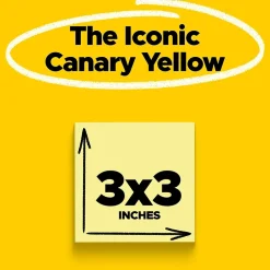 Super Sticky Notes, 3" x 3", Canary Collection, 90 Sheet/Pad, 24 Pads/Pack (65424SSCP) Post-It Notes