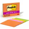 Clearance Super Sticky Notes, 8" x 6", Energy Boost Collection, Lined, 45 Sheet/Pad, 4 Pads/Pack (6845-SSPL) Post-It Notes