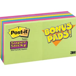 New ® Super Sticky Notes, 3" x 3", Jewel Pop Colors, 12 Pads/Pack Post-It Notes