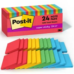Online Super Sticky Notes, 3" x 3", Collection, 70 Sheet/Pad, 24 Pads/Pack (65424SSANCP) Sticky Notes