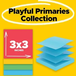 Online Super Sticky Pop-up Notes, 3" x 3", Playful Primaries Collection, 90 Sheet/Pad, 18 Pads/Pack (R330-18SSAN-CP) Post-It Notes