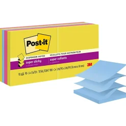New Super Sticky Pop-up Notes, 3" x 3", Summer Joy Collection, 90 Sheet/Pad, 10 Pads/Pack (R330-10SSJOY) Post-It Notes