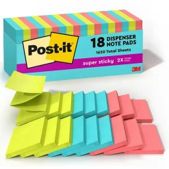 Clearance Super Sticky Pop-up Notes, 3" x 3", Supernova Neons Collection, 90 Sheets/Pad, 18 Pads/Pack (R330-18SSMIACP) Post-It Notes