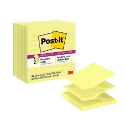 Super Sticky Pop-up Notes, 4" x 4", Canary Collection, Lined, 90 Sheet/Pad, 6 Pads/Pack (R440YWSS) Sticky Notes