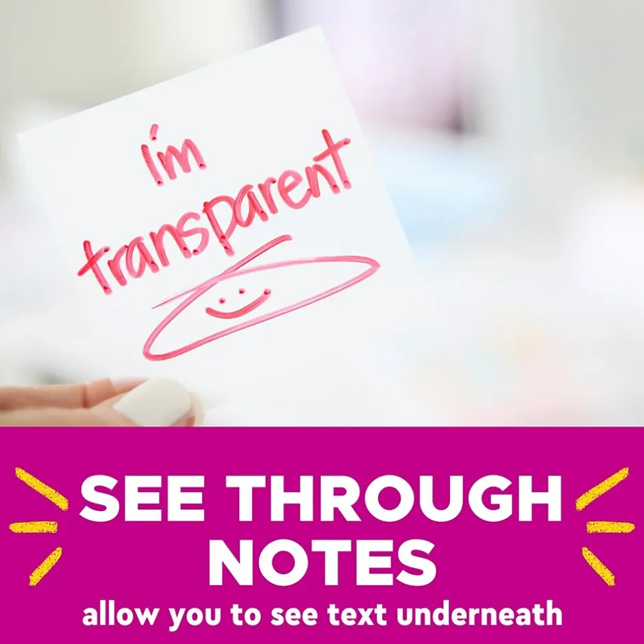 Clearance Transparent Notes, 2.8" x 2.8", Assorted Collection, 30 Sheet/Pad, 3 Pads/Pack (600-3COL) Post-It Notes