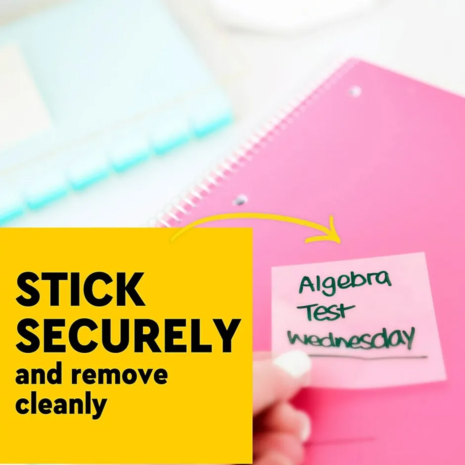 Clearance Transparent Notes, 2.8" x 2.8", Assorted Collection, 30 Sheet/Pad, 3 Pads/Pack (600-3COL) Post-It Notes