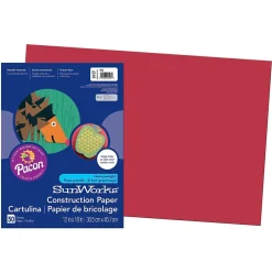 Best 12" x 18" Construction Paper, Red, 50 Sheets/Pack, 5 Packs (PAC6107-5) Construction Paper