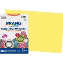 Discount 12" x 18" Construction Paper, Yellow, 50 Sheets/Pack (P8407-0001) Construction Paper